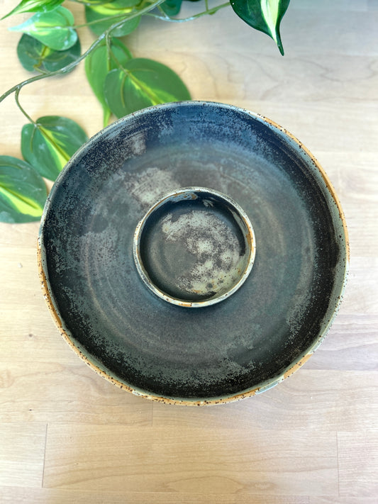 Chips- & dippskål - Rustik gröngrå, matt | Handgjord keramik