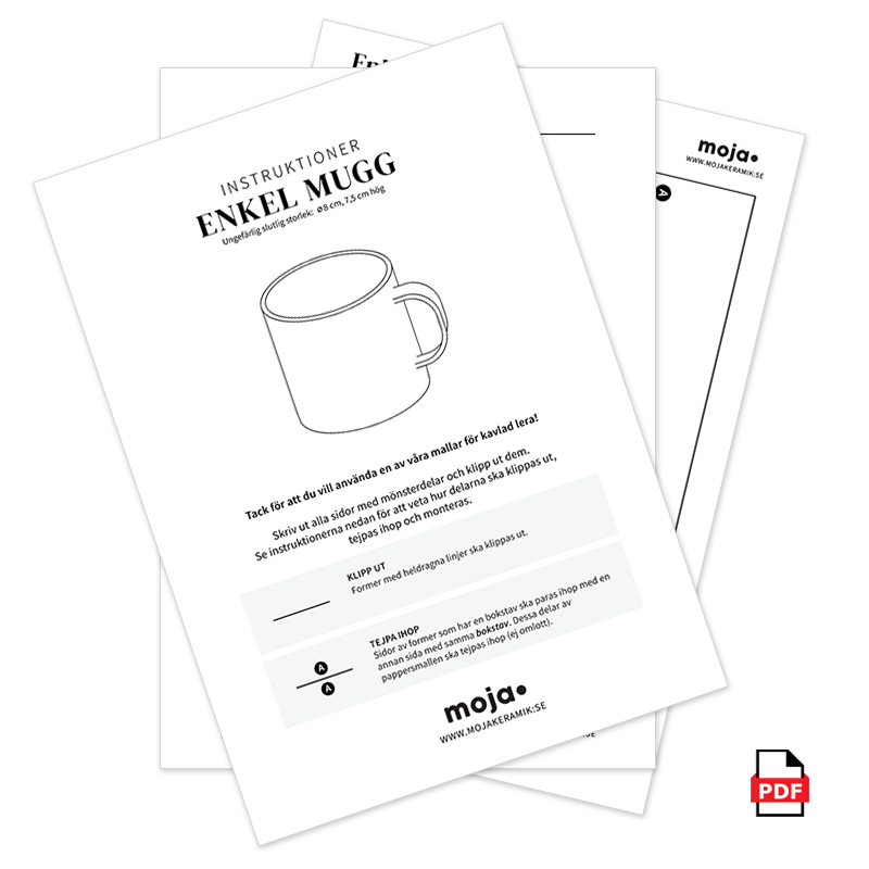 Enkel mugg (Mall/Template för kavlad lera)