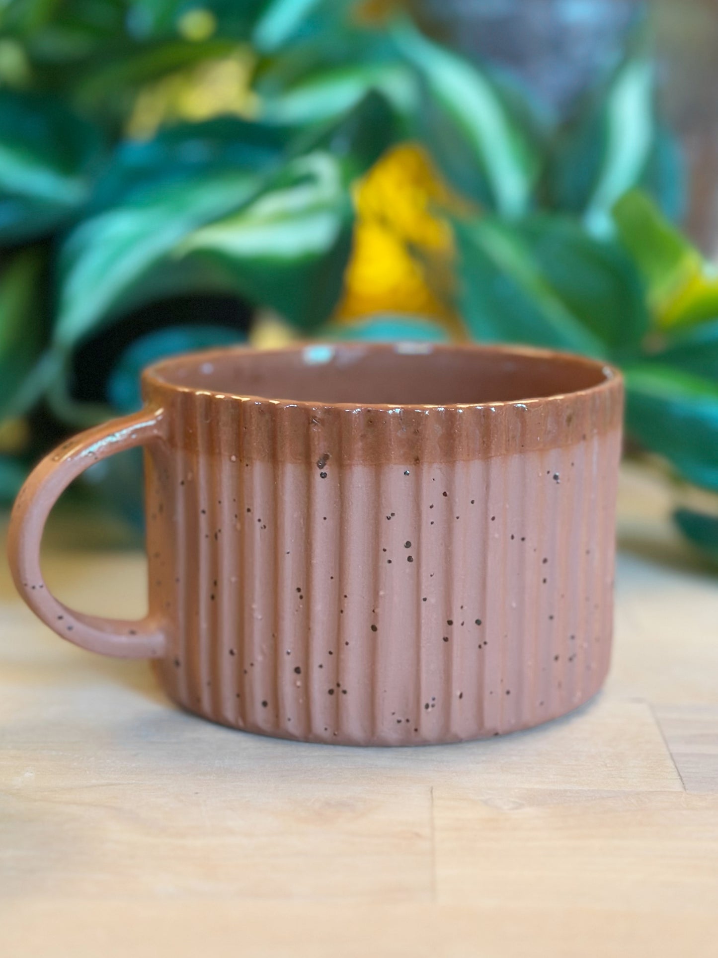 Mugg - Rak med karvade ränder, terrakottafärgad, 300ml (Beställningsvara) | Handgjord keramik